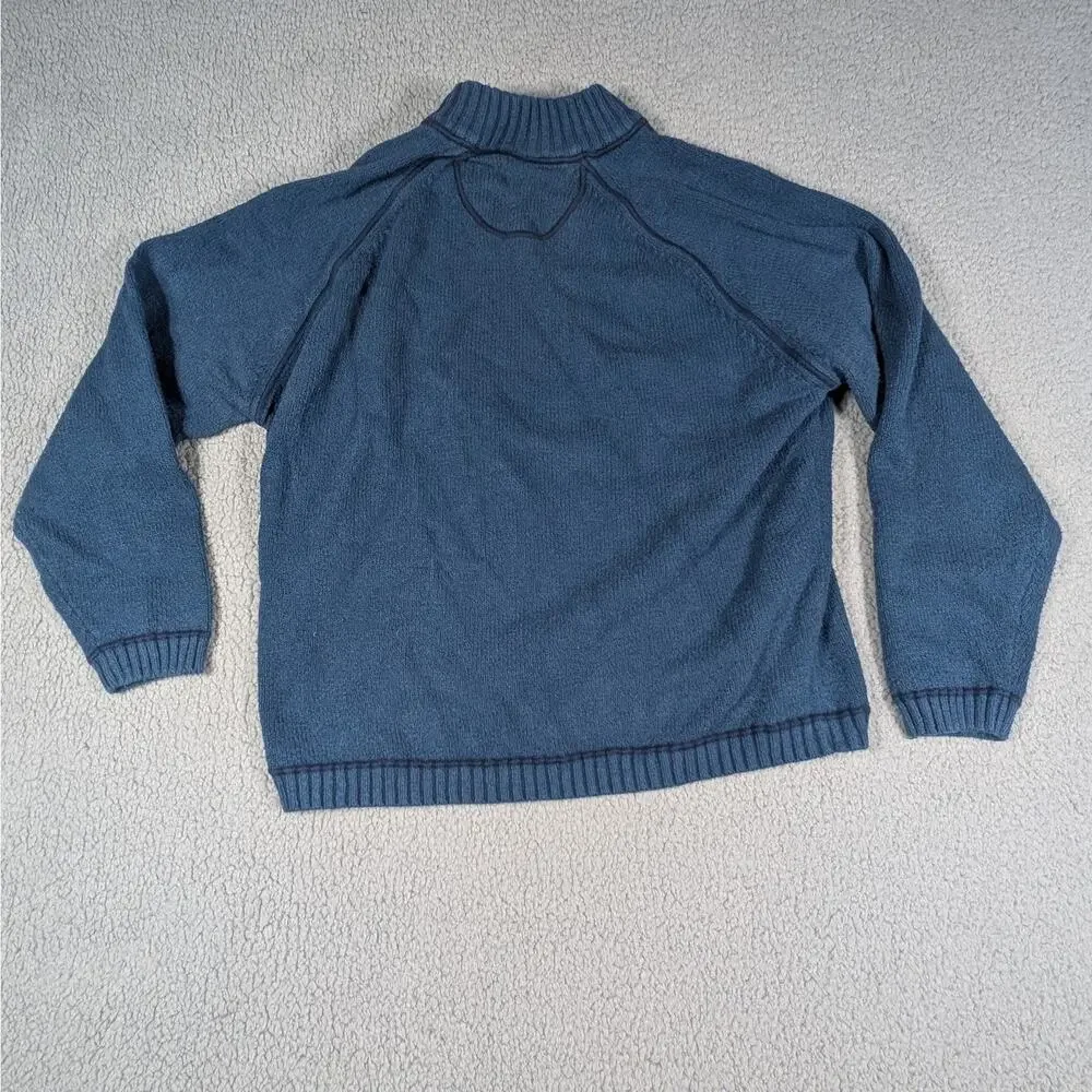Tommy Bahama Sweater Mens Large Blue Half Zip Pullover Knit Cotton Casual